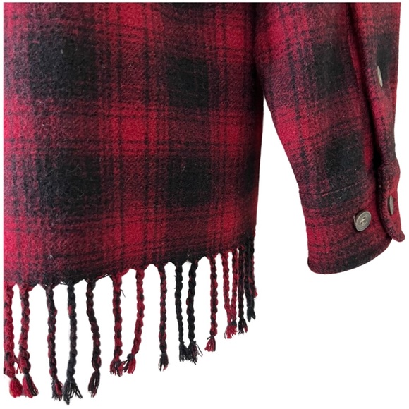 Telluride Clothing Co. Buffalo Plaid Wool Bend Shirt / Jacket with Fringe Medium - Picture 2 of 7